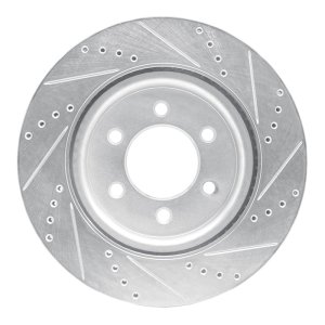 Ford F-150 Brake Rotor (1) - Front Left - R1 Concepts - Drilled & Slotted - Silver - `21-`25